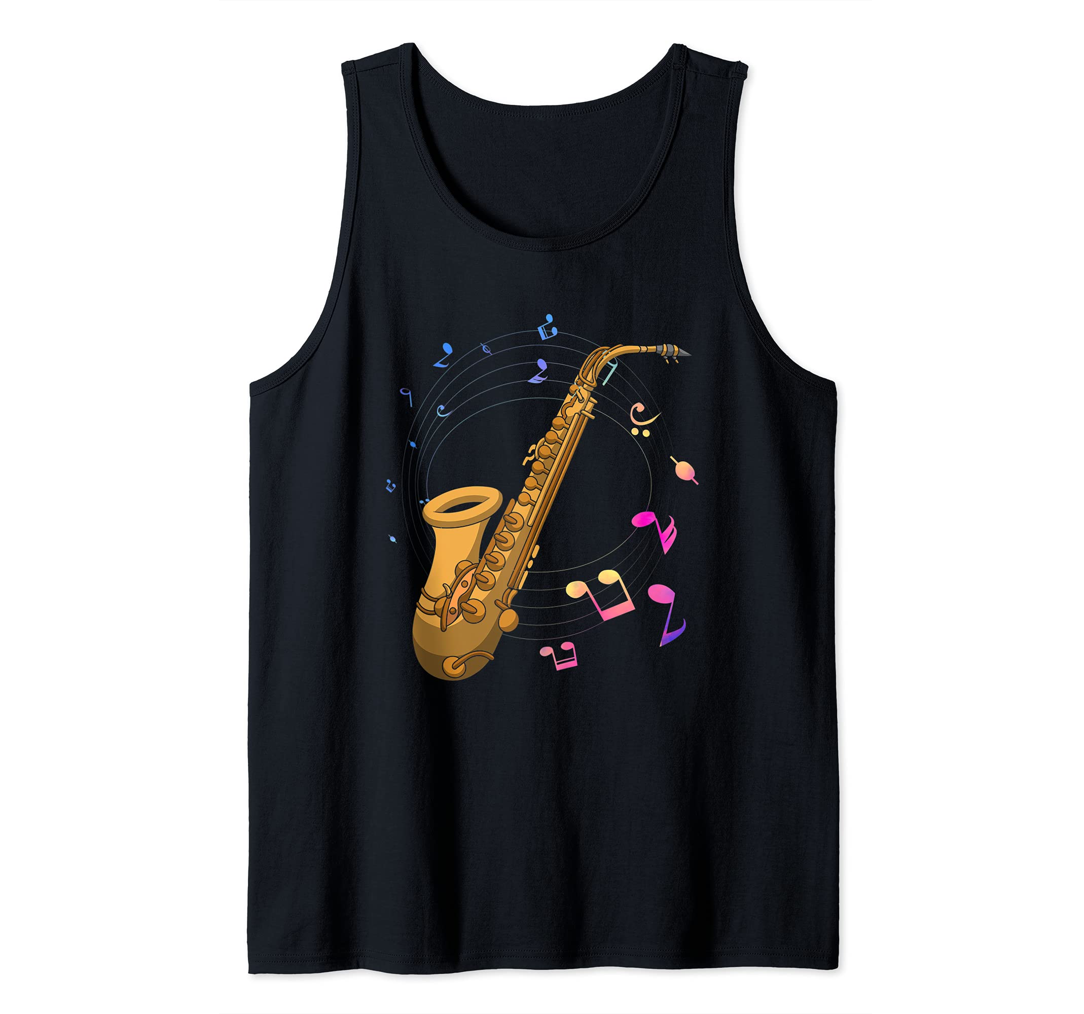 Saxophonist Sax Player Music Notes Jazz Music Saxophone Tank Top, Black
