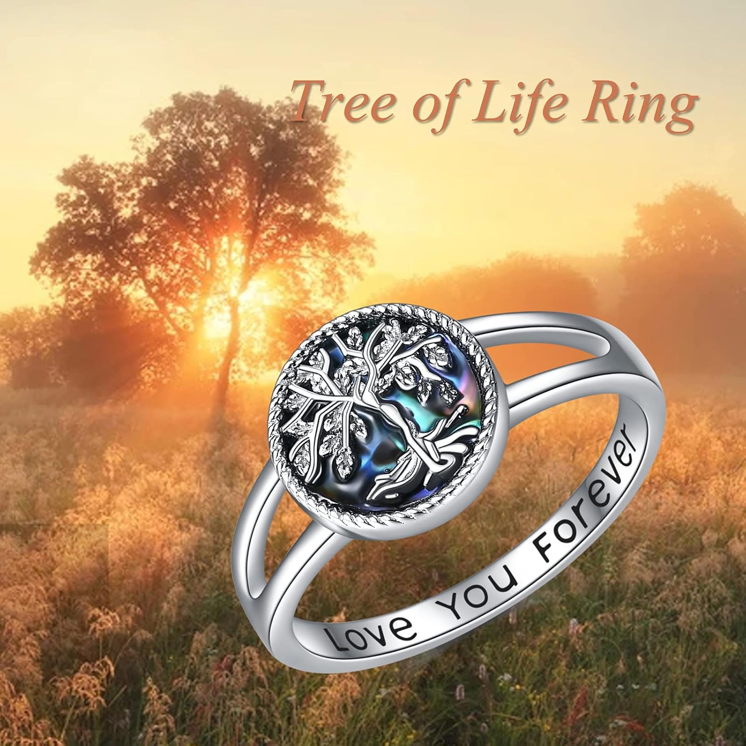ONEFINITY Sterling Silver Abalone Shell Tree of Life Ring - Cute Tree of Life Jewelry Gift for Women or Girls - Image 5