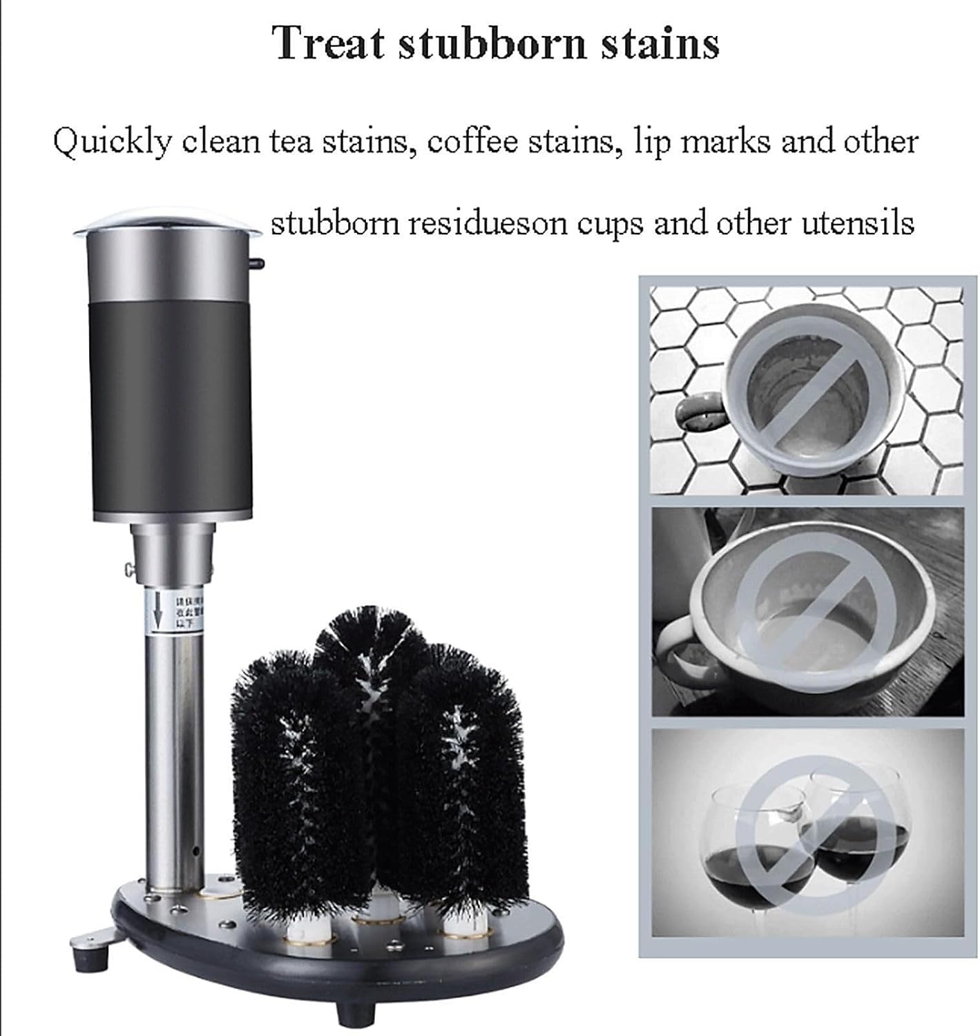 Commercial Glass Washer,5-Brush Upright Electric Brush Cup Washer for Beer Cup, Long Leg Cup Bars & Cafes