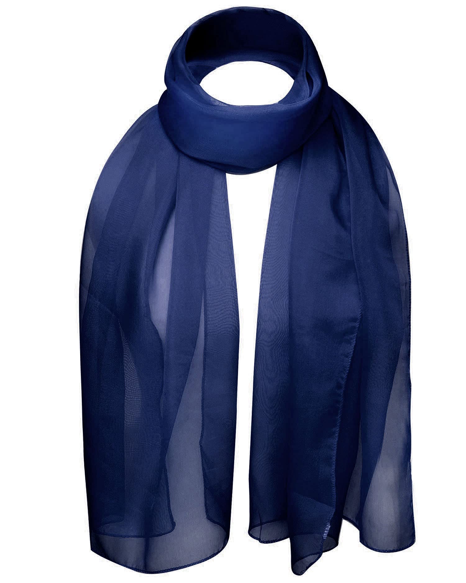 Cloud9Basic Leichter, weicher, klassischer, schlichter Chiffon-Schal aus durchsichtigem, halbopakem Stoff Damen Einheitsgröße Navy