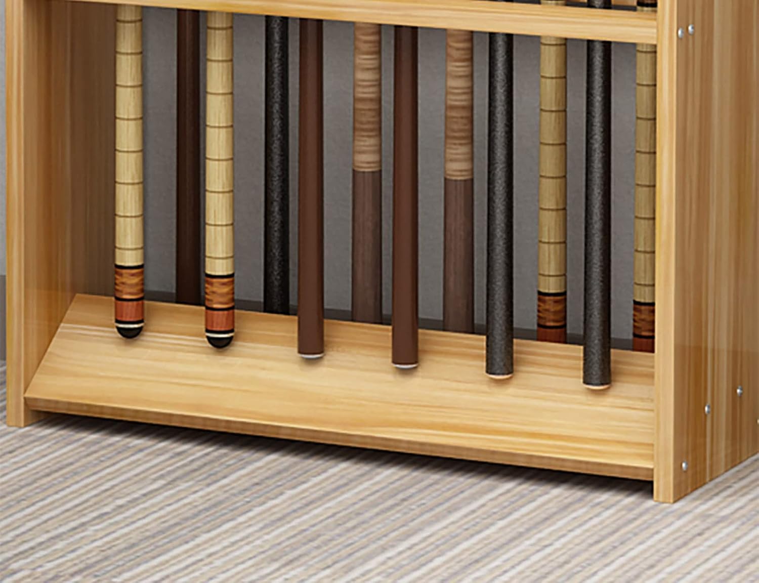 Pool Cue Rack,Wooden 12 Pool Billiard Rack Snooker Pool Cue Can Hold 12 Billiard Cues for Homes Clubs Schools-63.2x24x80cm||White