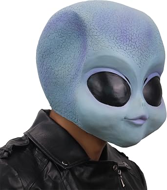 ifkoo Cute Realistic Alien Baby Latex Head Mask Alien Halloween Costume Party Prop for Adults Alien Blue