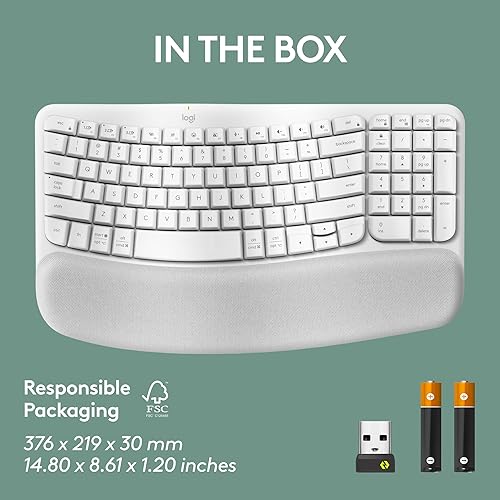 Miniatura 10 de Logitech Wave Keys - Teclado ergonómico inalámbrico con reposamanos acolchado, escritura natural cómoda, fácil de cambiar, Bluetooth, receptor Logi