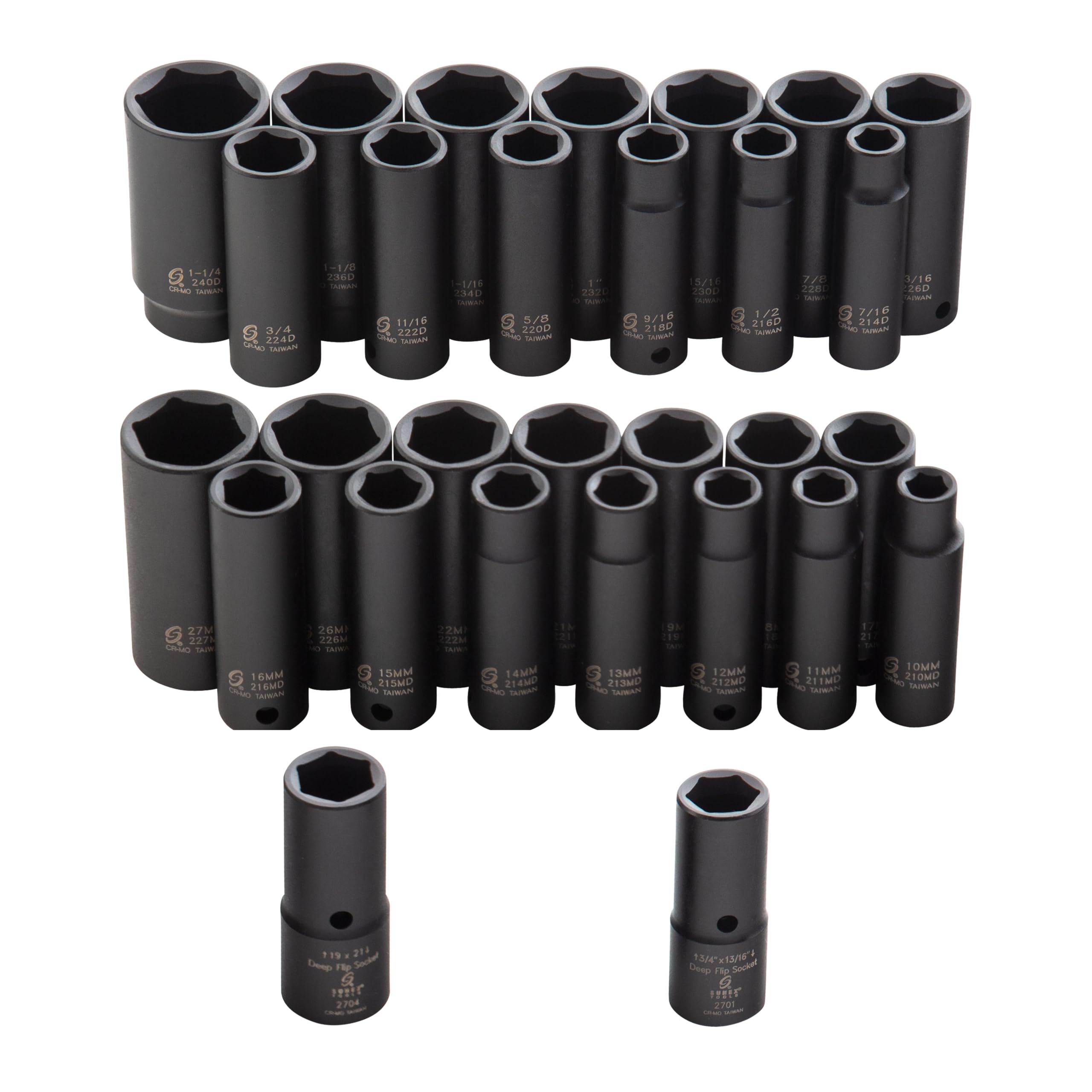 Sunex 5153DD 1/2 Antrieb Fraktionierte Metrisches Tief Master Impact Socket Set, 29