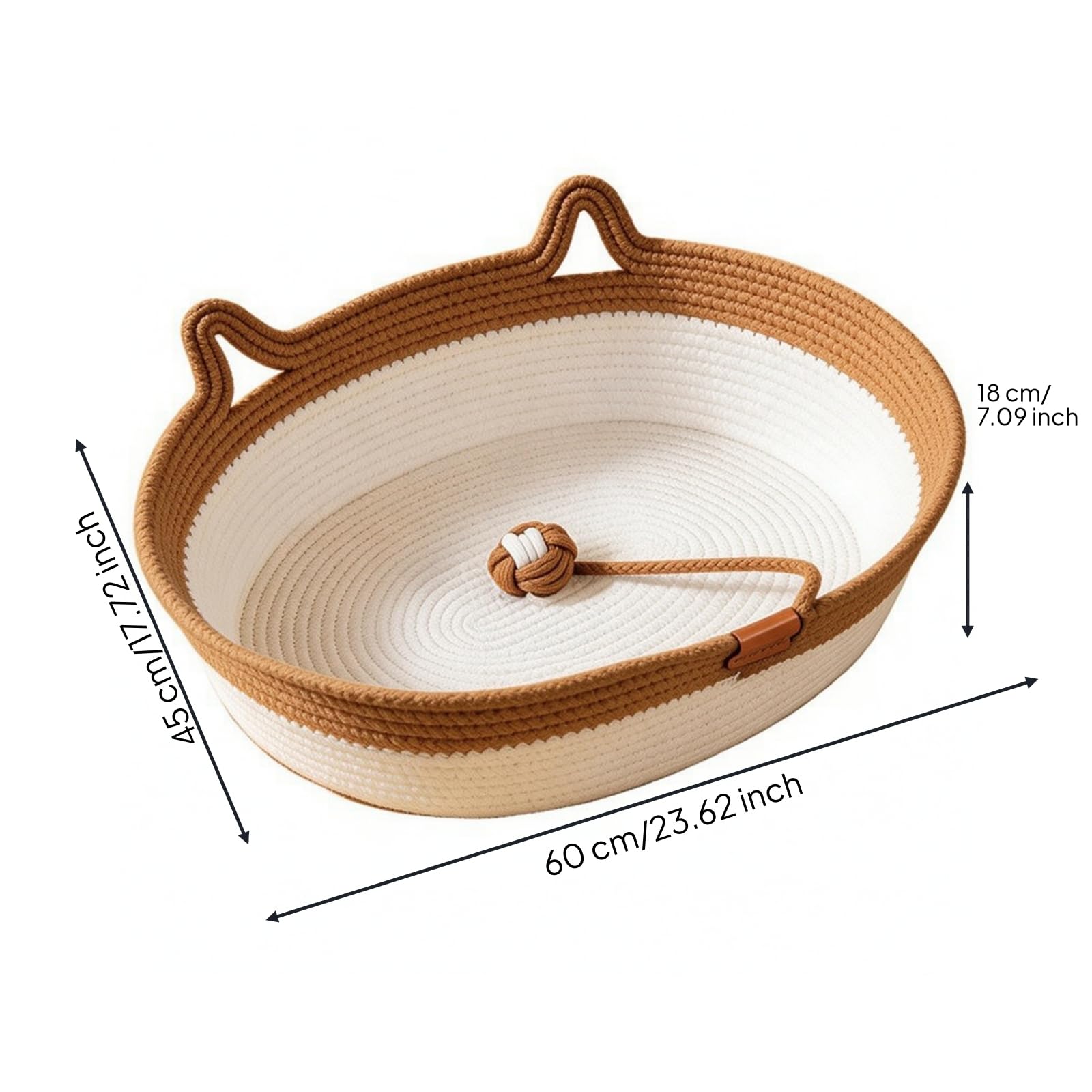 Cuccia Intrecciata per Gatti Morbido, 麻藤席窝-咖色, 特大号60 45cm | Decorativo, Cuccia a Cesto, Lavabile, per Casa, Cuccioli