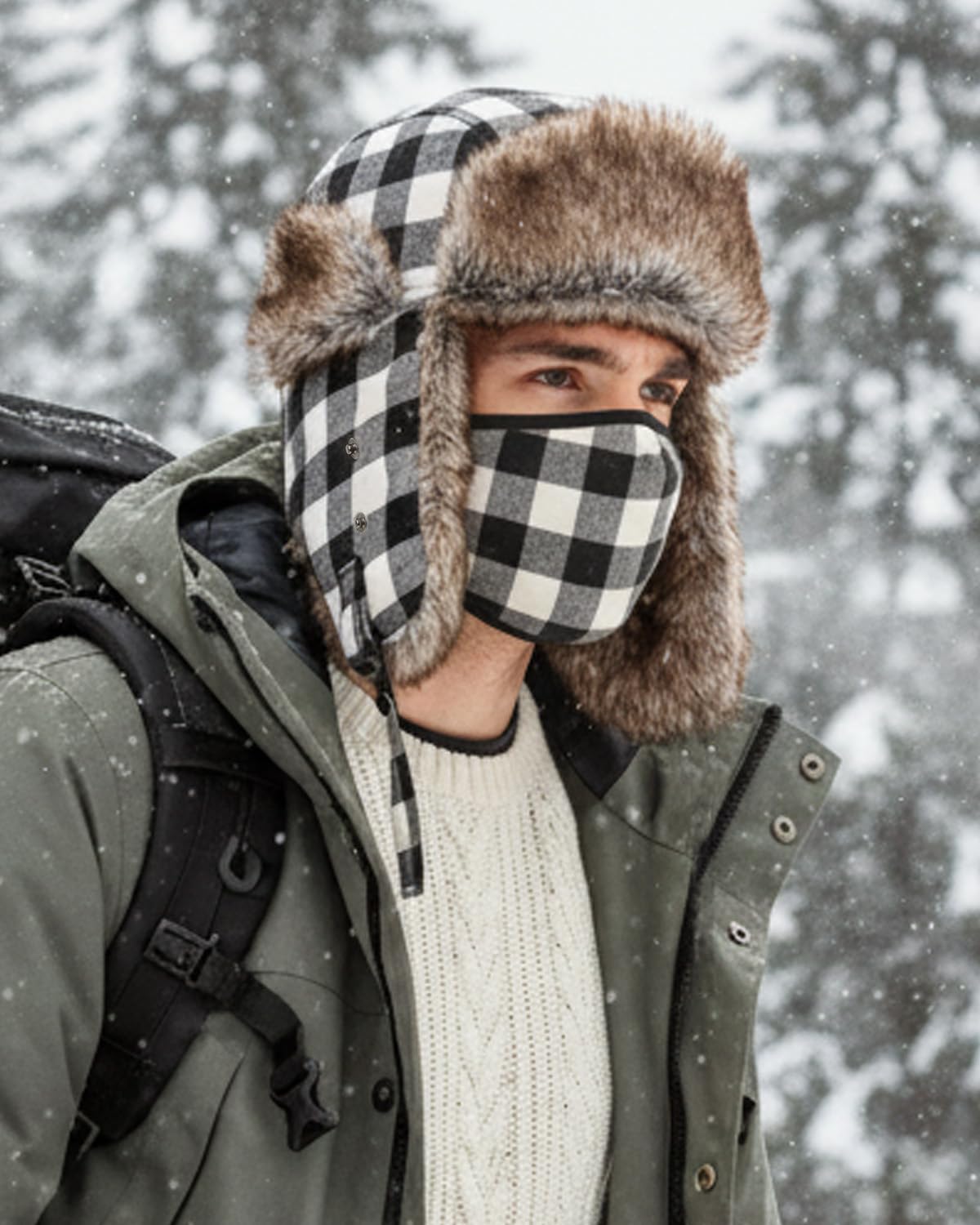 XXL Oversize czapka traperska czapki zimowe z nausznikami ze sztucznego futra dla kobiet mężczyzn, duża i głęboka czapka myśliwska, wiatroszczelna czapka narciarska