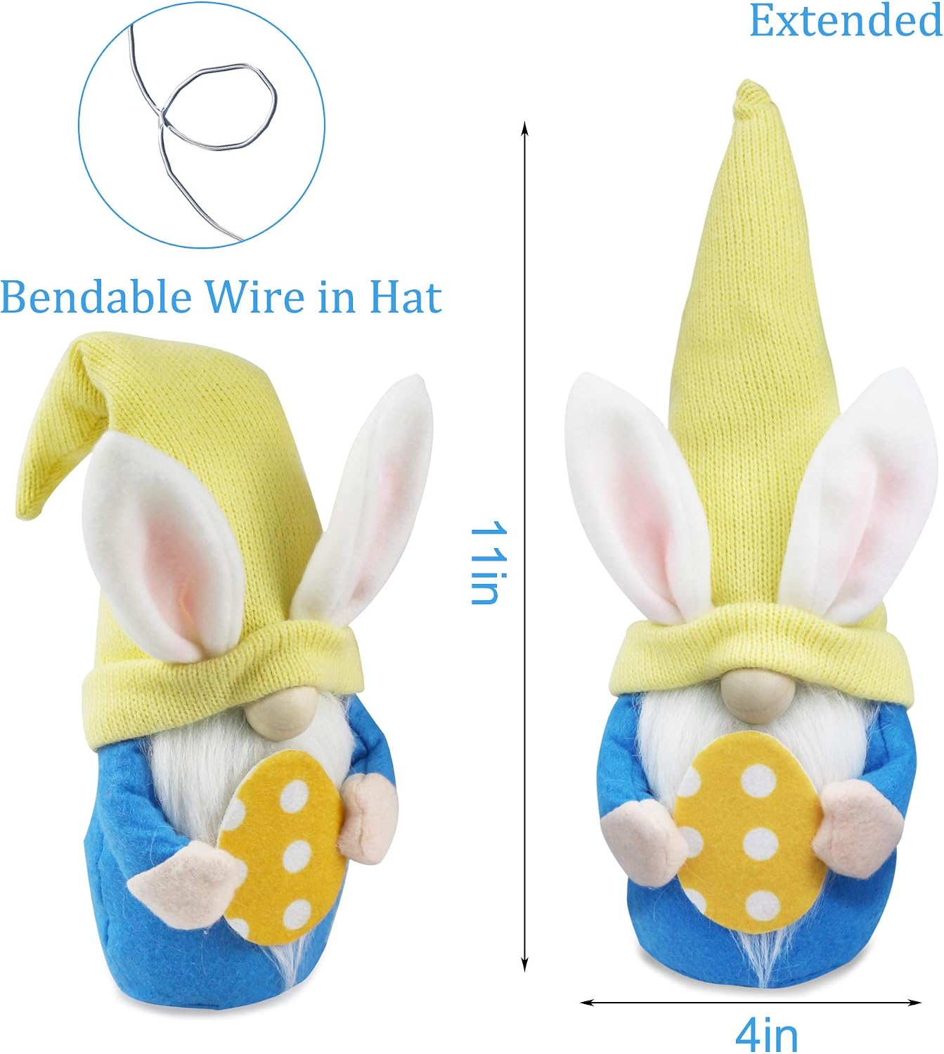Tifeson Easter Bunny Gnome Plush Elf Decorations - Mr and Mrs Handmade Scandinavian Rabbit Tomte - Spring Easter Day Home Decorations, Home Table Ornament, Easter Gift
