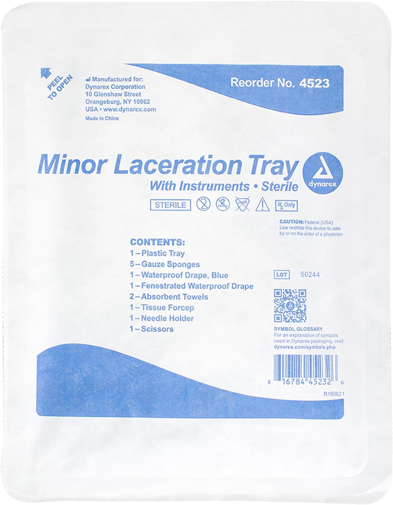 Dynarex Minor Laceration Tray w/Instruments