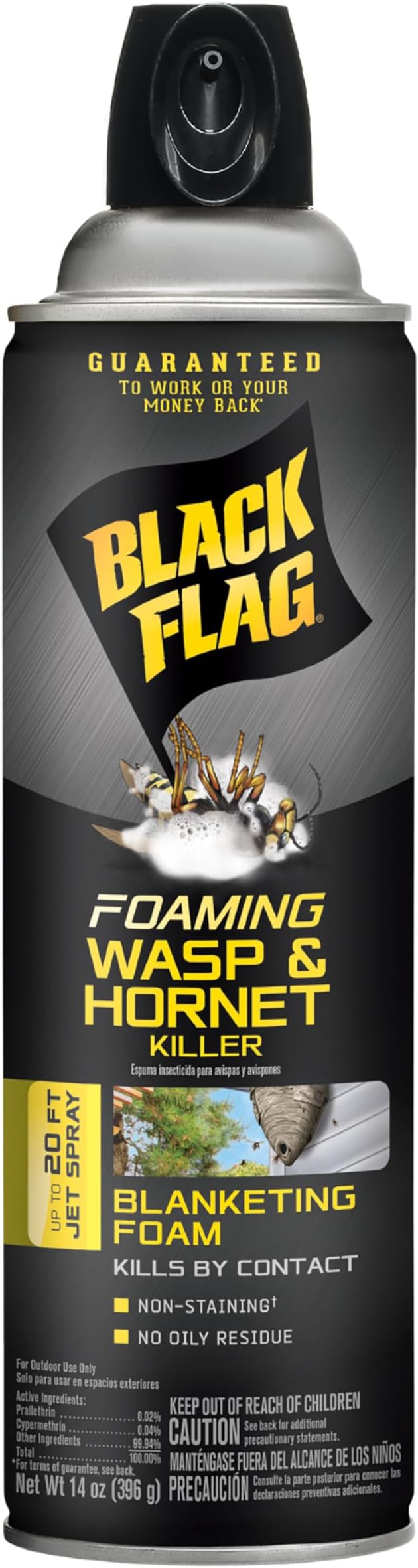 Black Flag Foaming Wasp & Hornet Killer, Kills Wasps and Hornets Nests By Contact For Insects, 14 Ounce (Aerosol Spray)