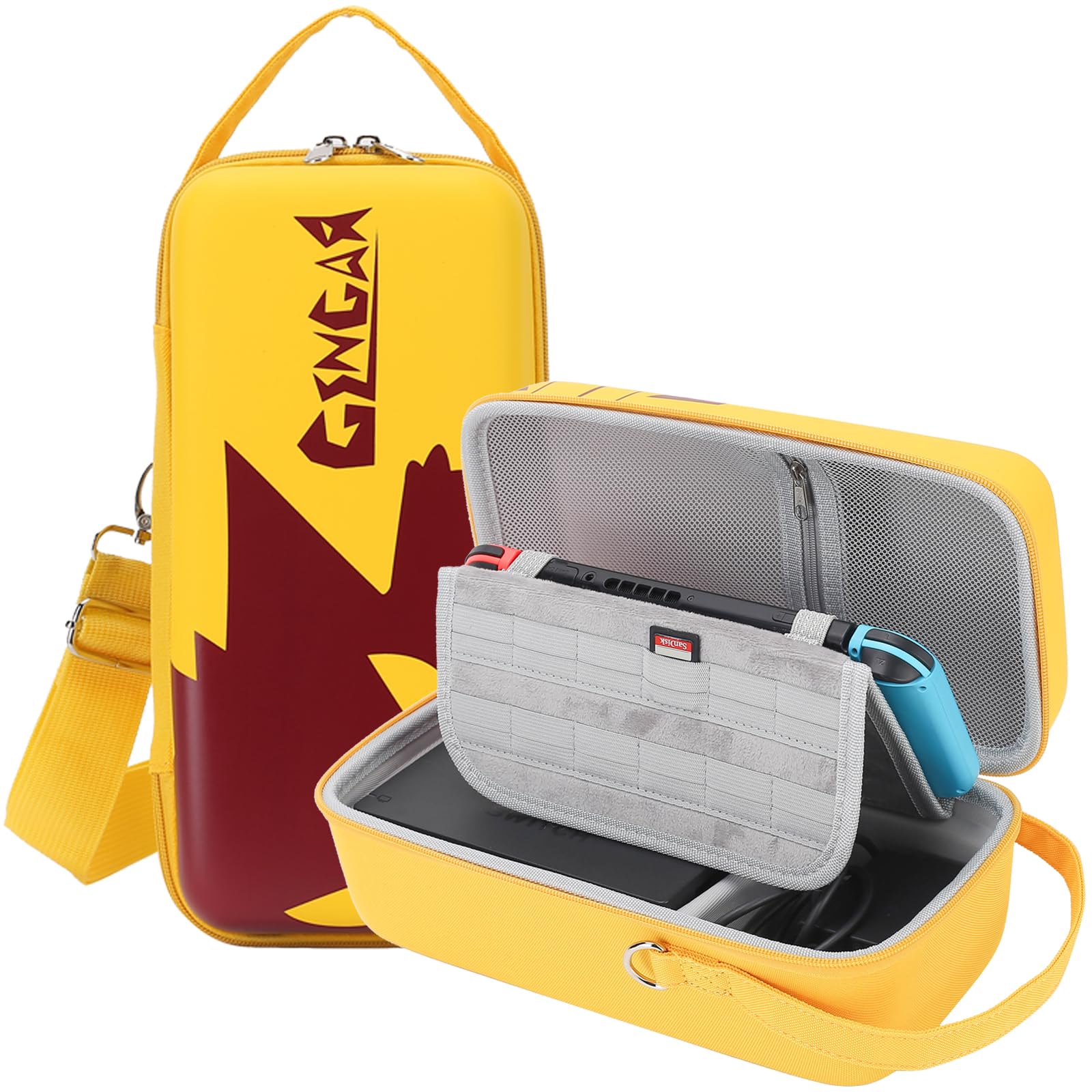 Photo 1 of Flyekist Switch Carrying Case Compatible with Nintendo Switch/Switch OLED - Build in Stand Hard Travel Case Deluxe Pouch Storage Bag fits Switch Console, Joy-Con and Adapter, Dock & Accessories