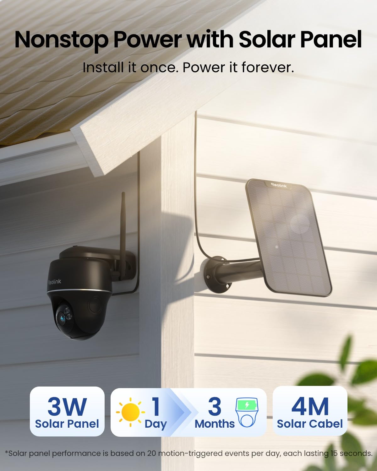 Reolink Solarna Kamera Bezpieczeństwa 5MP, Obrót i Przechył 355°/140°, Wykrywanie Osób/Pojazdów/zwierząt, Wi-Fi 2.4/5GHz, Czujnik PIR, Klatki, Rozmowa Dwukierunkowa, Argus PT(Czarna) + Panel Słoneczny