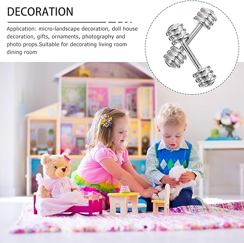 Miniatura 8 de Mini mancuernas modelo 5pcs 1 12 Escala Miniatura Mancuernas Casa de Muñecas Casa de Muñecas Entrenamiento Gimnasio Juego Miniatura Muebles de