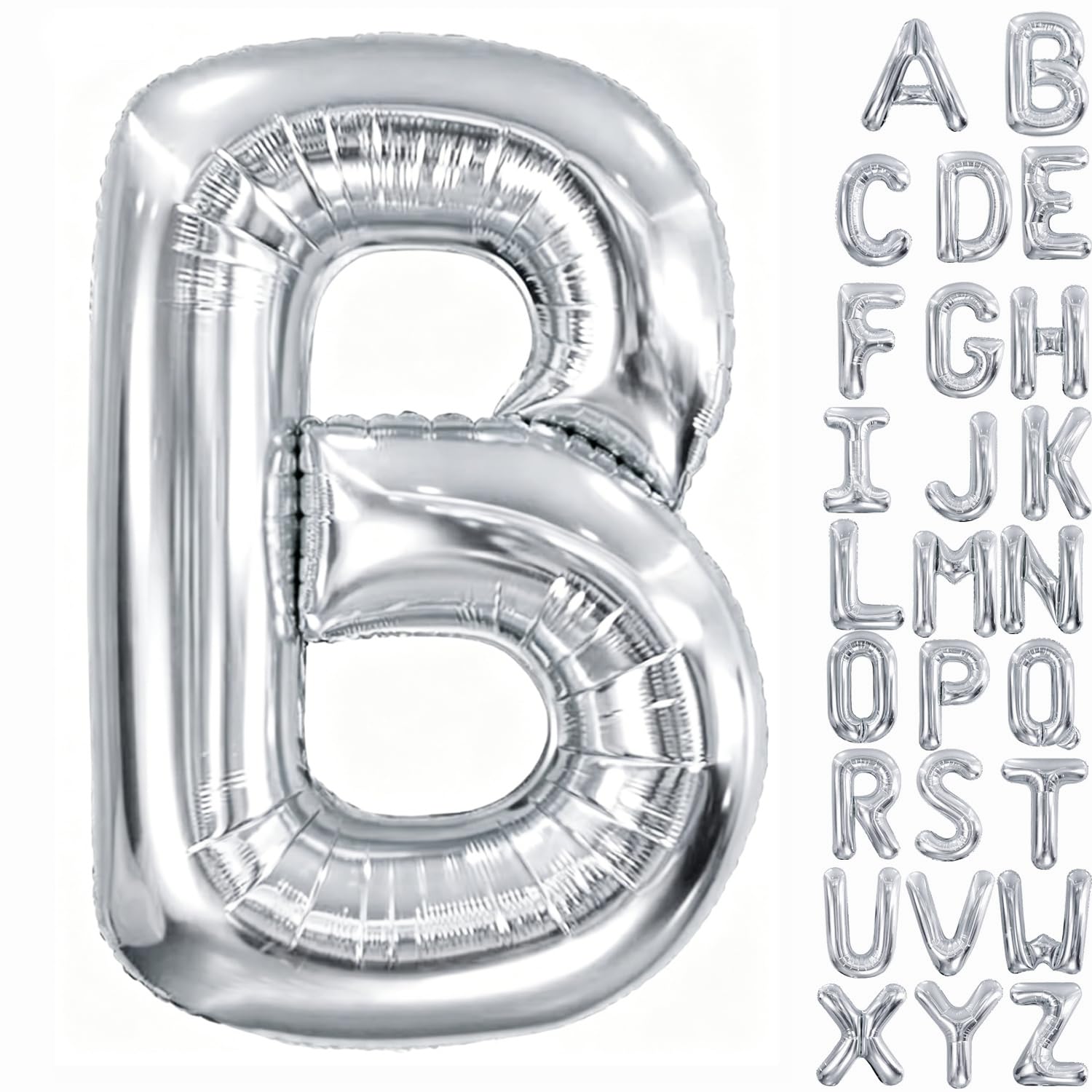 Srebrny balon z literami, duże foliowe balony alfabetowe, urodziny, rocznica, ukończenie szkoły, Nowy Rok, artykuły imprezowe, litera B, dekoracja
