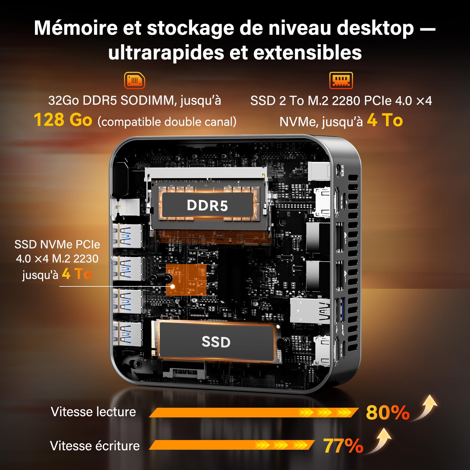 GEEKOM AI Mini PC A9 Max AMD Ryzen AI 9 HX 370 32 Go DDR5 SSD 2 To Dual LAN 2,5 G Windows 11 Pro