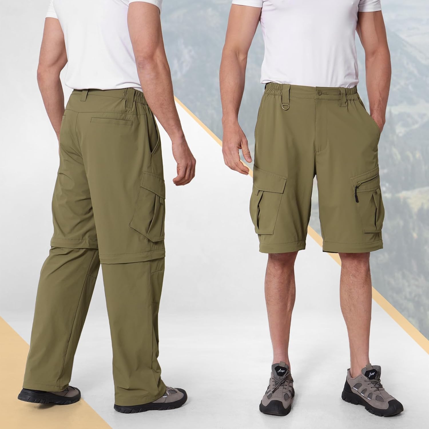 IGOLUMON Mens Hiking Pants Convertible Quick Dry Cargo Pants Water Resistant Lightweight Zip Off Outdoor Pants with 6 Pockets - Image 2