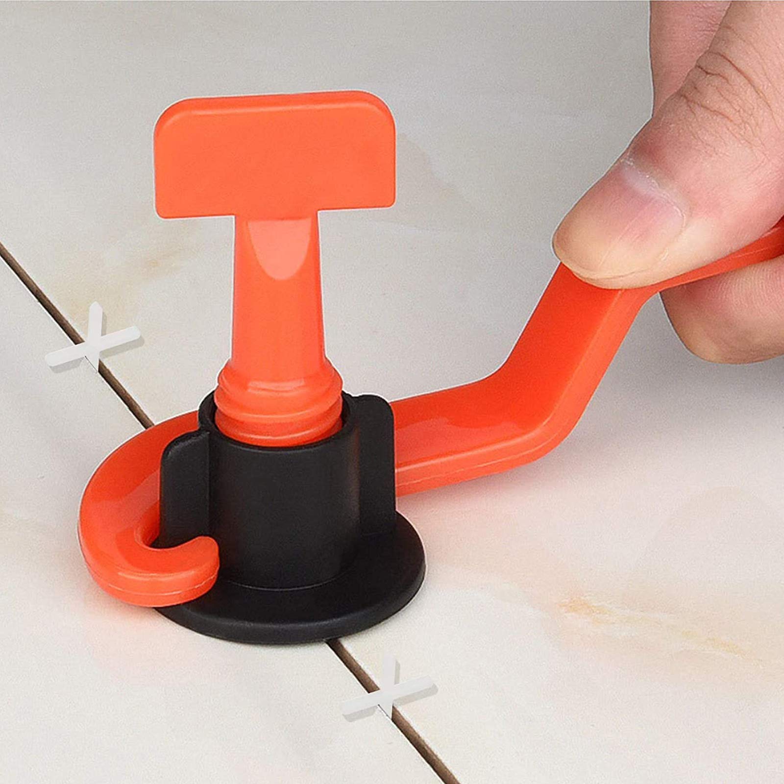 Kit di livellamento per piastrelle riutilizzabili, 100 pezzi, livellatore per piastrelle, distanziatore per livellare le piastrelle, strumento fai da te per edifici, pareti, pavimenti, 2 chiavi