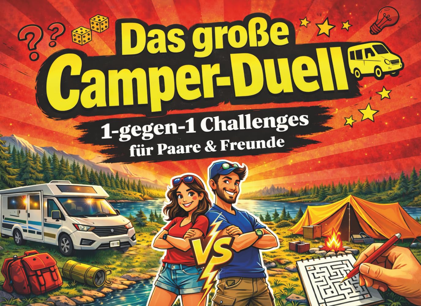 Das große Camper-Duell: 1-gegen-1 Challenges für Paare & Freunde – Perfektes Camping-Gadget und Camper-Geschenk für Wohnmobil, Campervan & Lagerfeuer