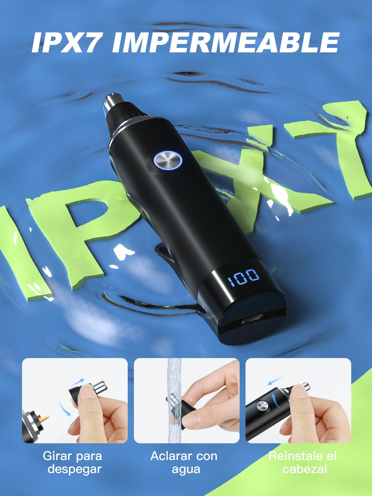 Brigin Cortapelos Nariz y Oreja Profesional Indoloro,Recortador Pelos Nariz Vello Facial,Quita Pelos resistente agua USB recargable,Hoja de Doble Filo Impermeable Fácil de Limpiar (XJQ-5001) — view 4