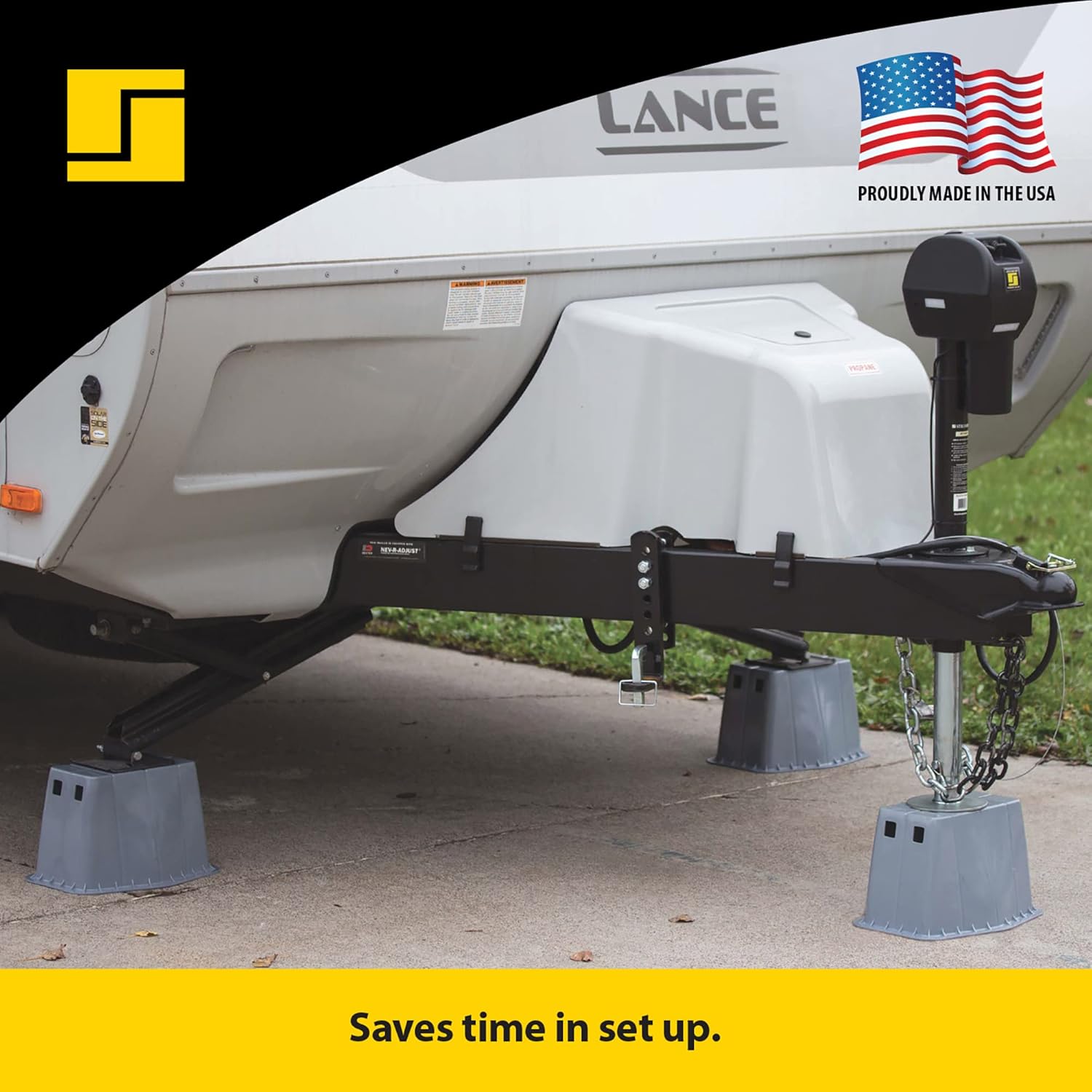 Stromberg Carlson JBP-813.1 Base Pad Peak - Trailer Jack Block – RV Pads – Travel Trailer Accessories – Tongue Jack Base – Leveling Block – Camper Accessories for RV Platform (1 Pack, Gray)