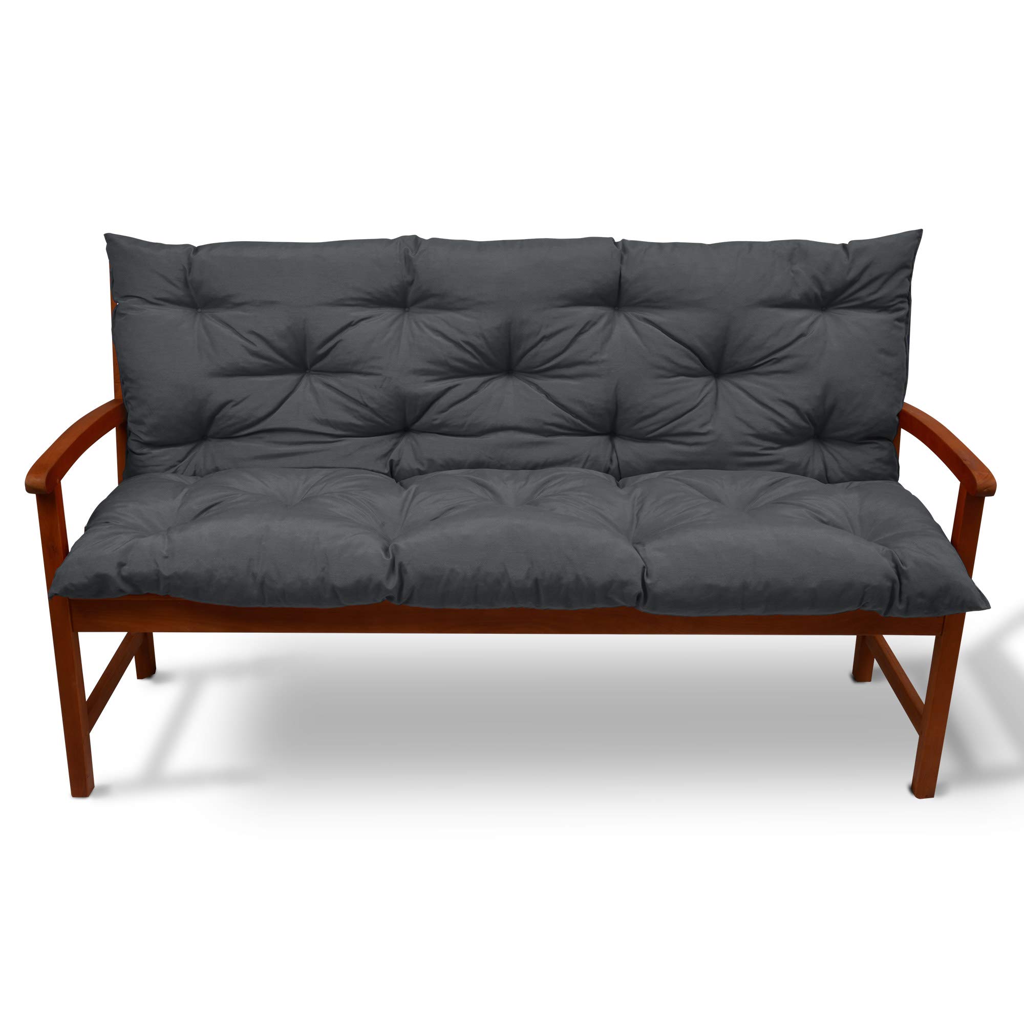 Beautissu Coussin Banc de Jardin Flair BR - Coussin Exterieur Jardin, terrasse, Balcon – Matelas Exterieur Confortable - 150x50x50cm - Anthracite