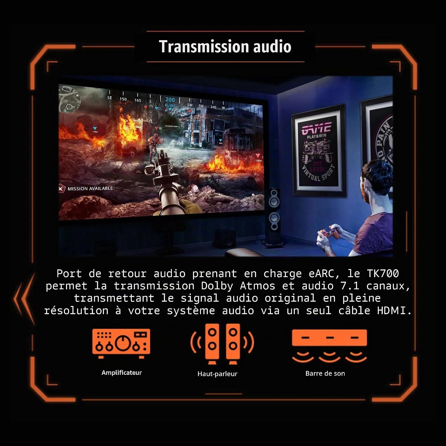 Projecteur en fonctionnement avec une interface utilisateur simple