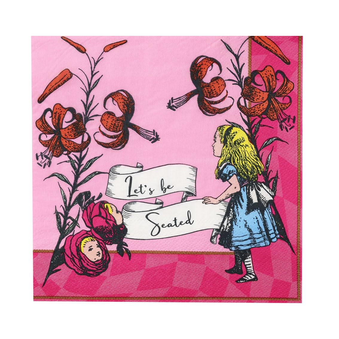 Alice in Wonderland Napkins Pink Paper Party Napkins Mad Hatters Tea Party x 20