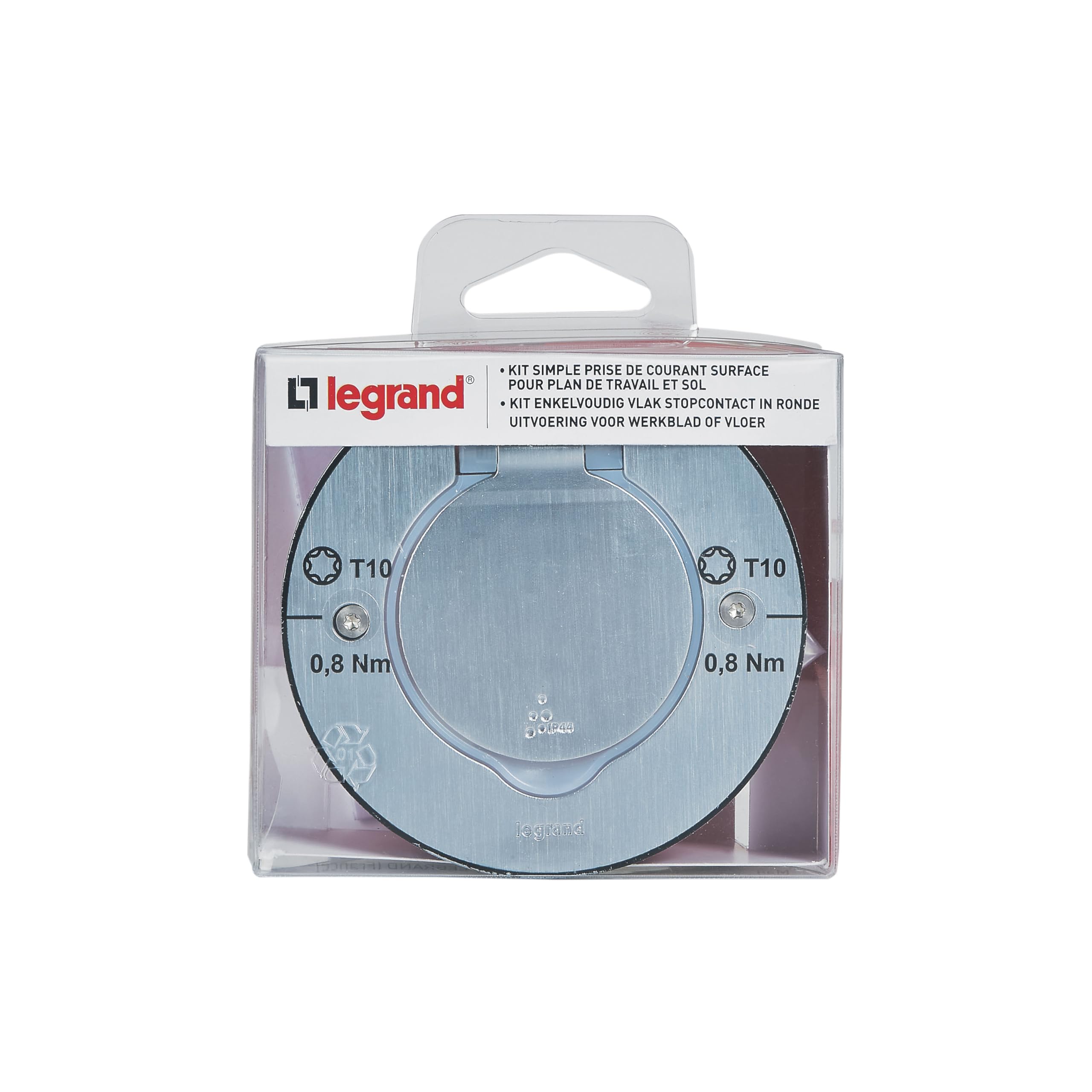Legrand Other - Ip44 Waterproof Round Stainless Steel Floor Socket Kit With Shutter + Recessed Box