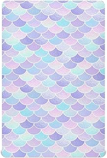 Kigai Mermaid Scale Fitted Crib Sheet for Baby Boys Girls, Extra Soft Breathable Nursery Bedding Sheet for Standard Crib and Toddler Mattresses, 28 x 52 in
