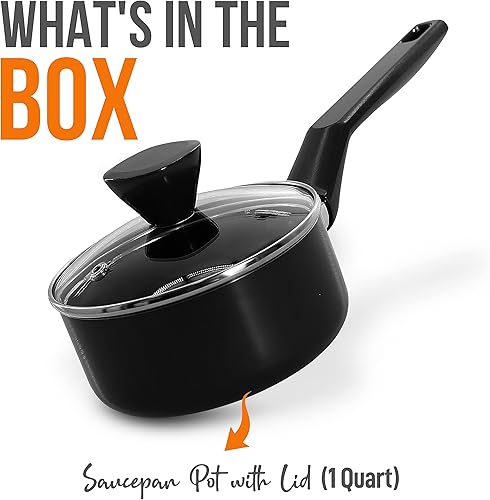 Miniatura 7 de NutriChef Cacerola con tapa – Utensilios de cocina antiadherentes de alta calidad con tapas de vidrio templado transparente, 1 cuarto de galón