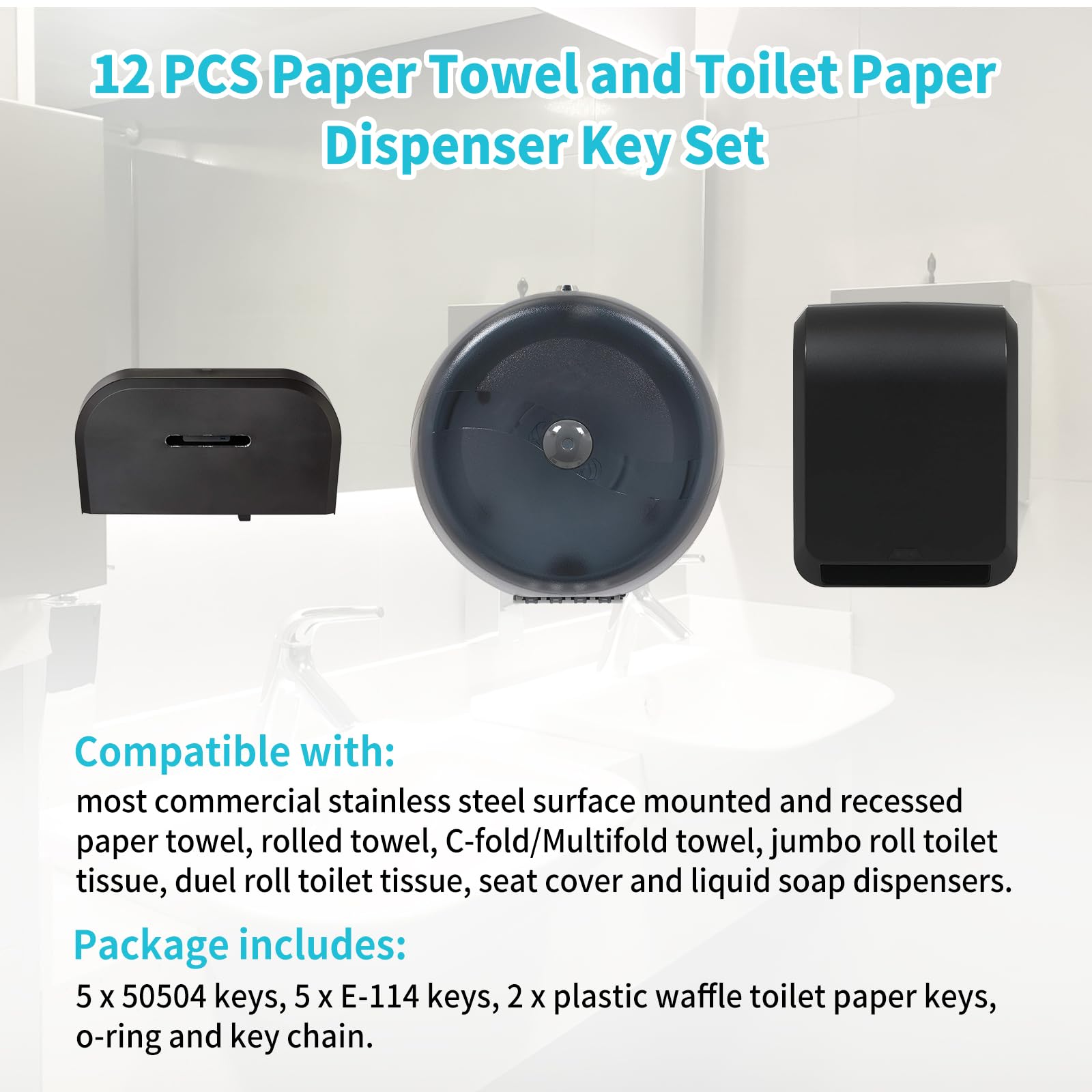 Produktbild von Gadgetime USA Papierhandtuchspender-Schlüssel – 4er-Set Universal-Ersatz Für Toilettenpapier- & Handtuchspender, Weiß
