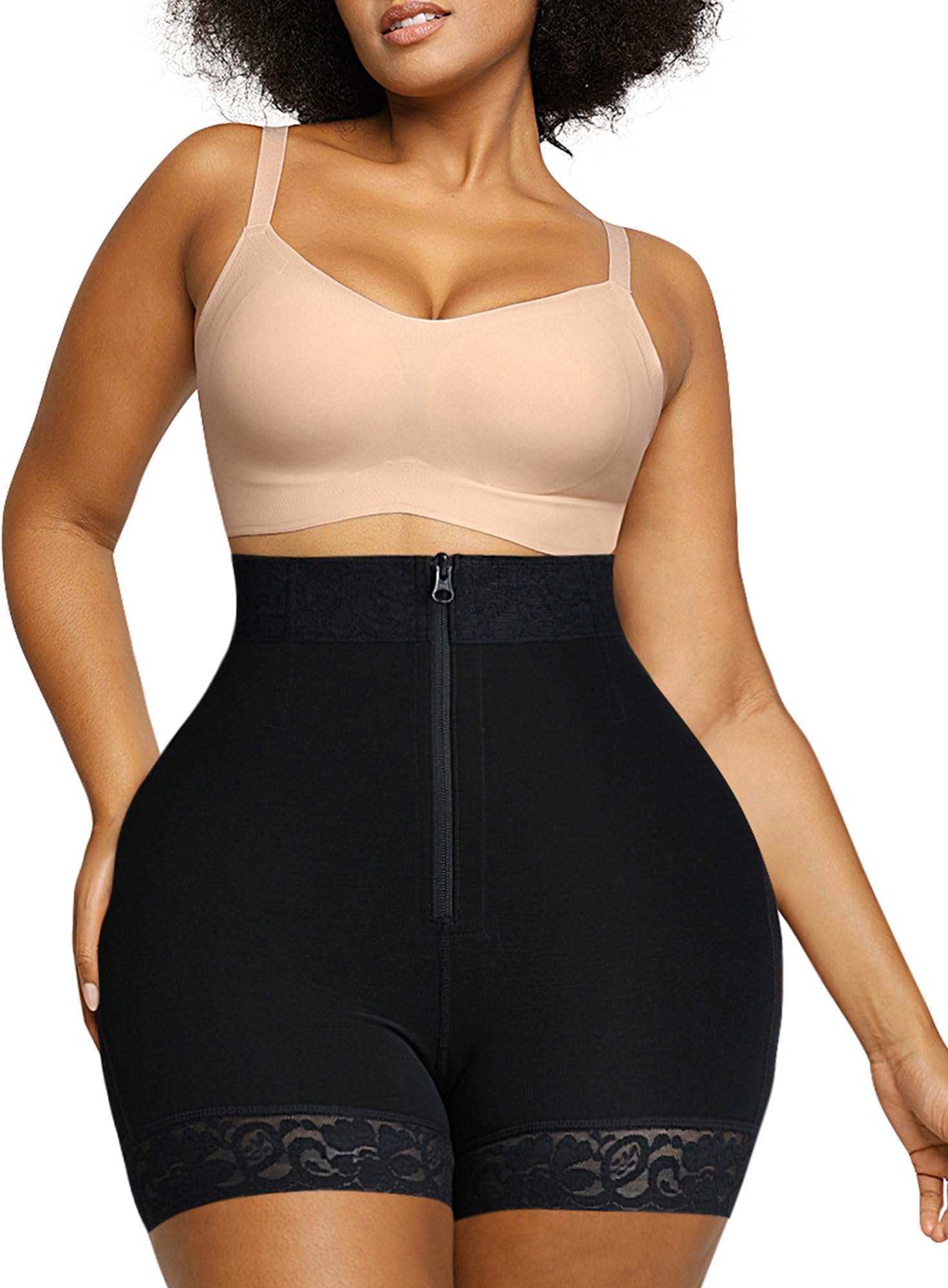 Shapewear Tummy Control Fajas Colombianas Moldeadoras Butt Lifting Shapewear Shorts For Women With Zip Closure
