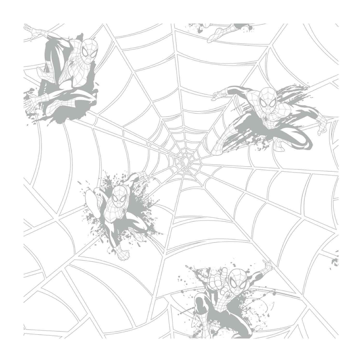 Papier peint Spiderman argent brillant pour chambre d'enfant