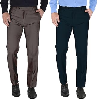 MARK LEWIS Men's Polycotton Formal Trouser - Comfortable, Stylish Office wear, combatable Pants for Daily Purpose, Ideal for Business & Casual Occasions - Pack of 2