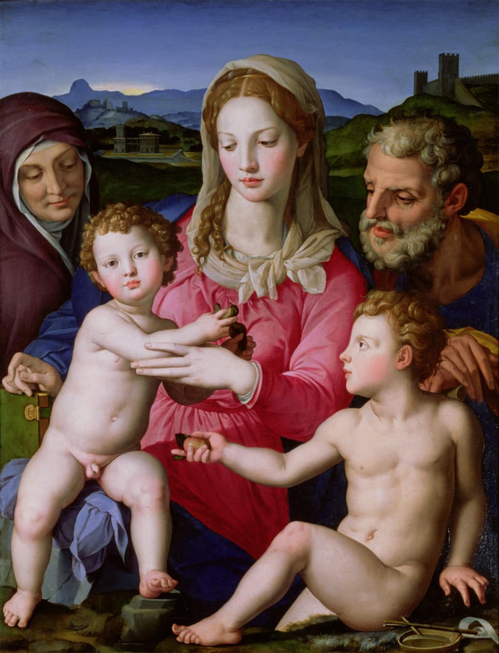 ARTXLXXBN Famous Prints Artwork Pictures Poster Painting Art Holy Family with St Anne and the Infant the Baptist by Agnolo Bronzino Artwork Landscape Pictures for Home Decor 60x90cm