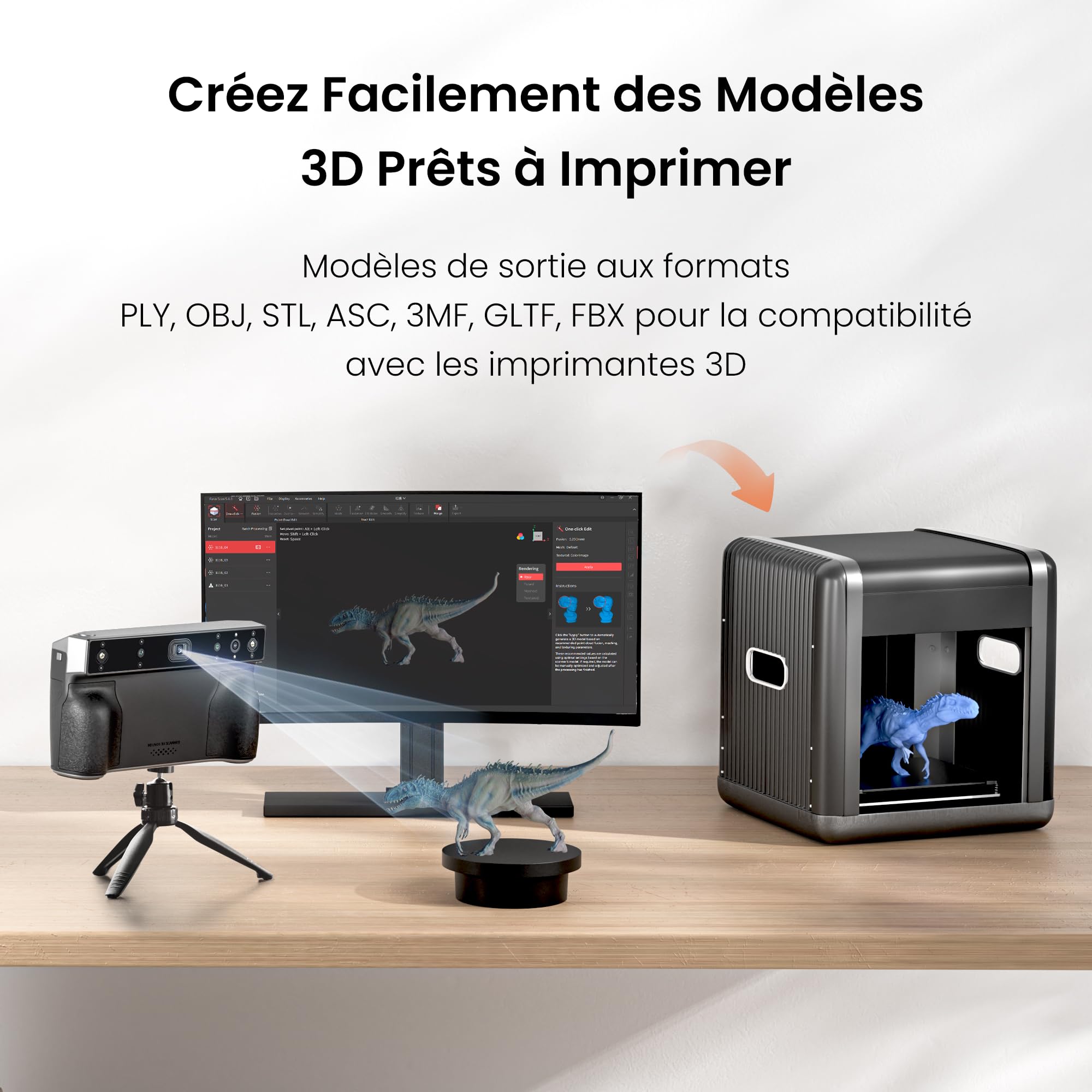 Revopoint MIRACO Scanner 3D Portable pour imprimante 3D,avec WiFi,écran réglable à 180°,Batterie 5000 mAh à Chargement Rapide,précision jusqu'à 0,02mm,Convient pour Les Petits et Grands Objets,16 Go