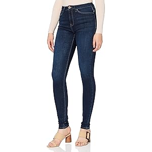 ONLY Damen Skinny Fit Jeans | Stone Washed Denim Stretch Hose | Mid Waist 5-Pocket Trousers ONLBLUSH, Farben:Blau, Größe:M / 30L, Z-Länge:L30