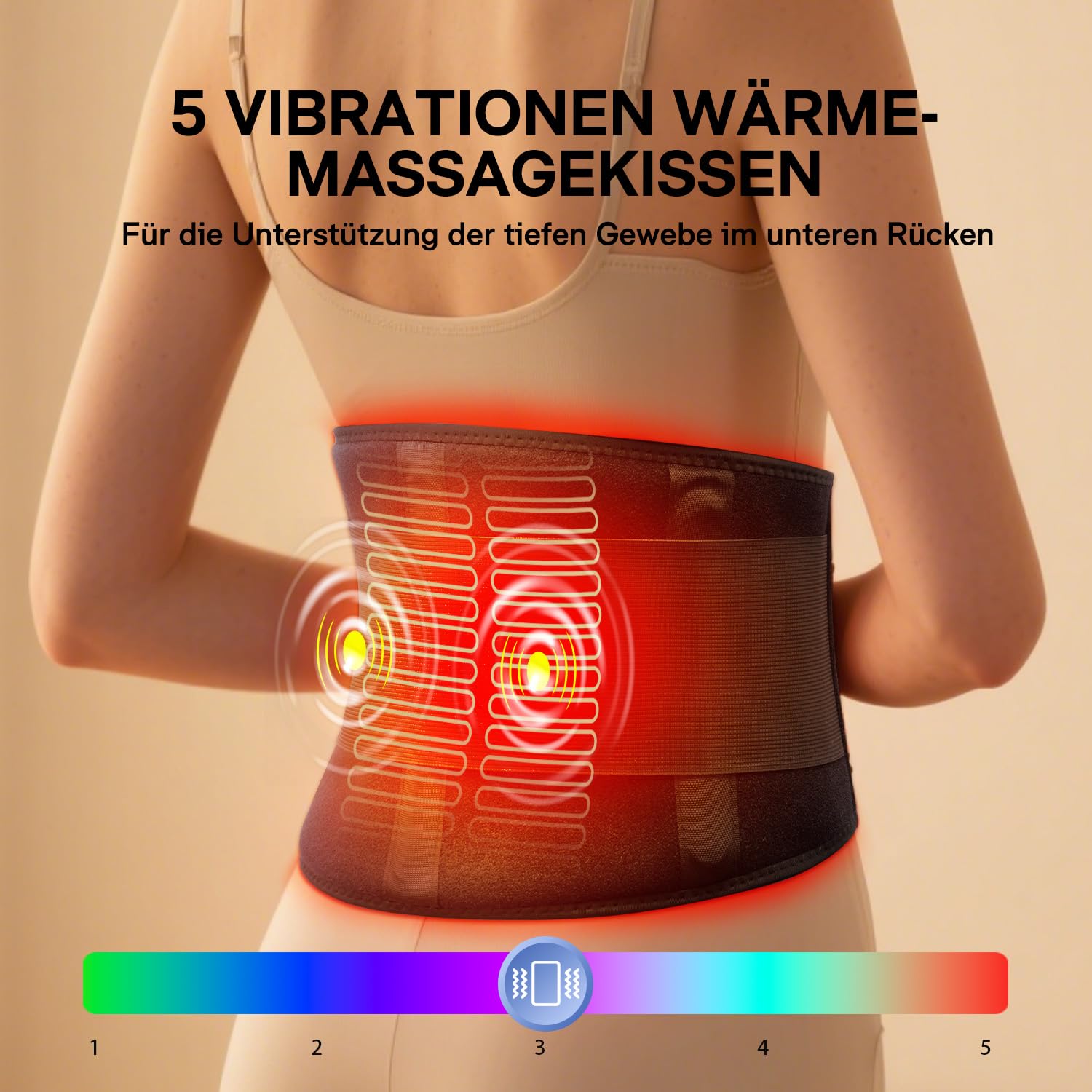 ALLJOY 170CM Wärmegürtel Rücken Heizkissen Massagegerät, Heizkissen mit Abschaltautomatik, Wärmekissen für Rücken mit 3 Wärmestufen 5 Vibrationsmassage, Geschenke für Frauen Männer (mit Kabel)