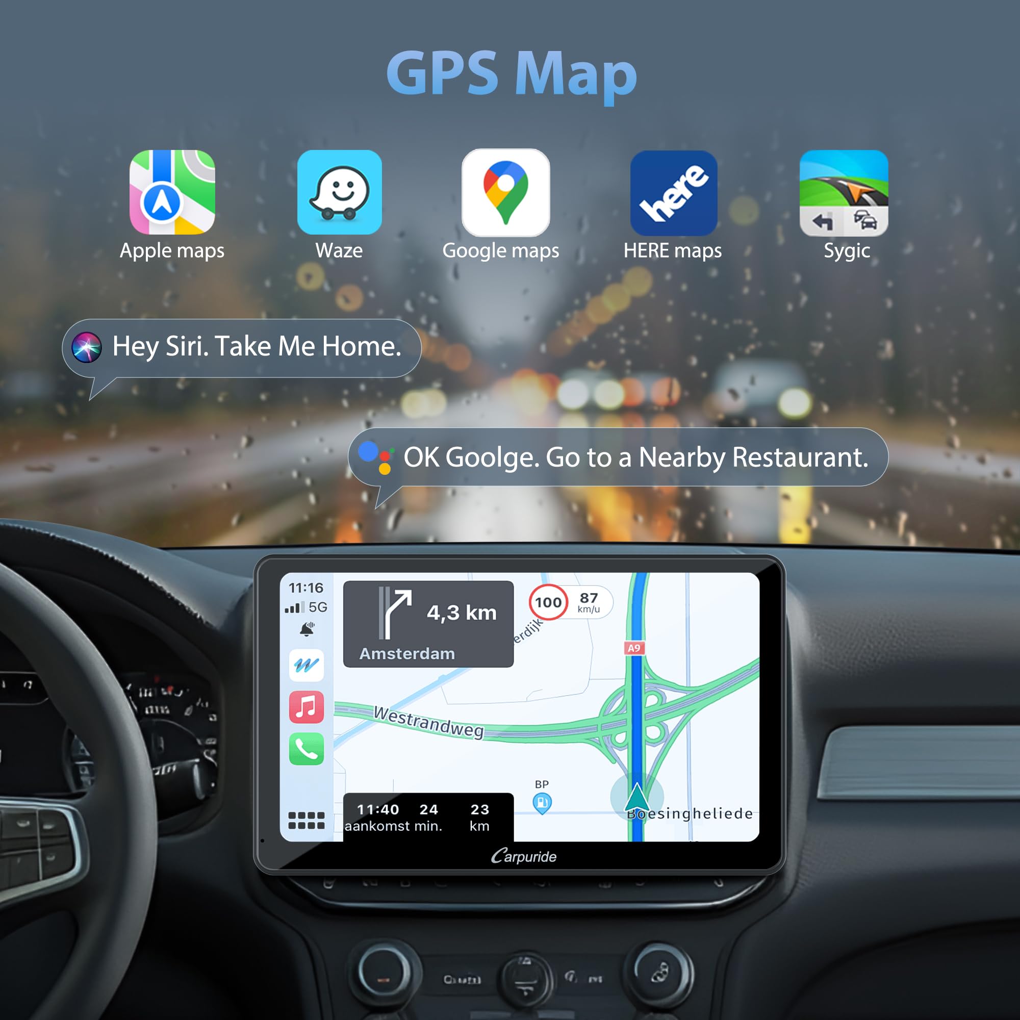 Carpuride YT101S Schermo 2 DIN con Wireless CarPlay e Android Auto | Touchscreen IPS HD da 10.1" con Navigazione GPS, Mirror Link, Controllo Vocale, Telecam Posteriore, Bluetooth, USB, FM, SWC