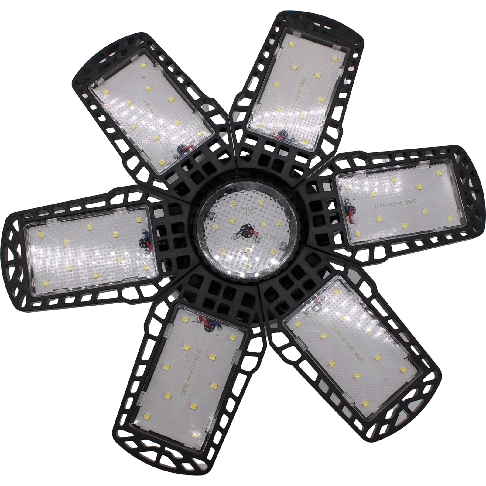 Jaspertronics™ 2 Pack LED Adjustable 6 Leaf Garage Light, 200W