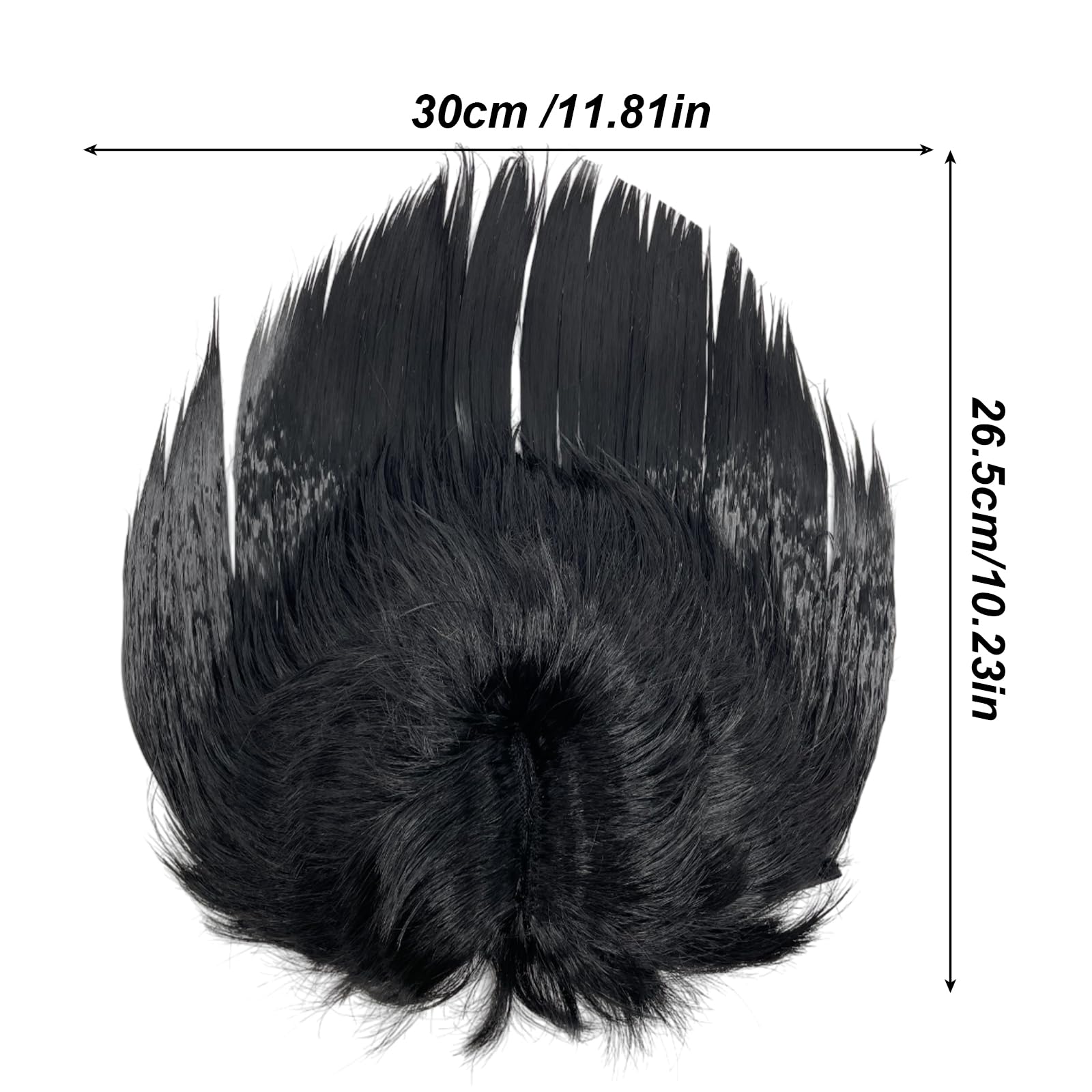 UILYNIU 80s Street Punk Wig Heavy Metal Disco Black Wig Dress Up Wigs Rock Star Hard Rocker Costume Rocker Fancy Dress Accessories Halloween Fancy Costume (Black) - Image 2