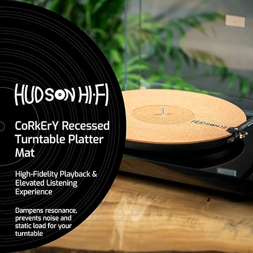 Miniatura 2 de Corkery Recessed Turntable Mat - 1-8" Cork Turntable Mat & Anti Static Slipmat for Damped Resonance - for Cleaner Audio Output, Vinyl Cork Mat &