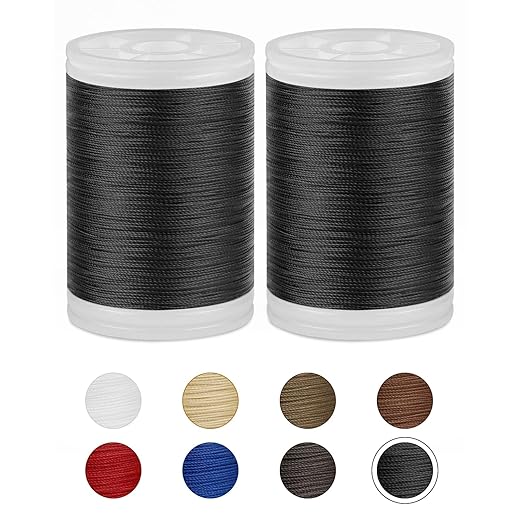 Extra Strong Upholstery Thread,FIVEIZERO Black 330 Yards Bonded Nylon Thread for Denim Leather,Craft,Machine,DIY and Home (2 Pack)