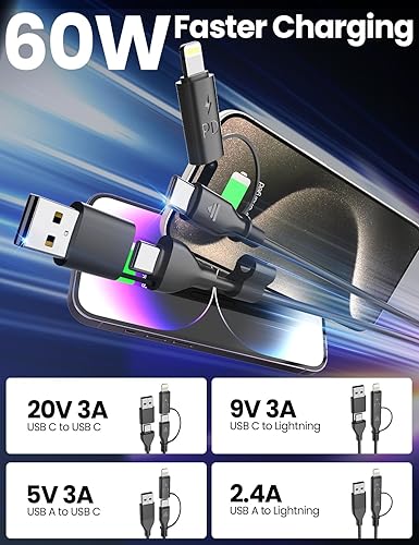 Miniatura 3 de Cable USB C en espiral, 3 pies, USB C y cable Lightning 2 en 1 iPhone 15, cable de carga rápida de 60 W para iPhone 1515 Pro15 Pro Max, Samsung