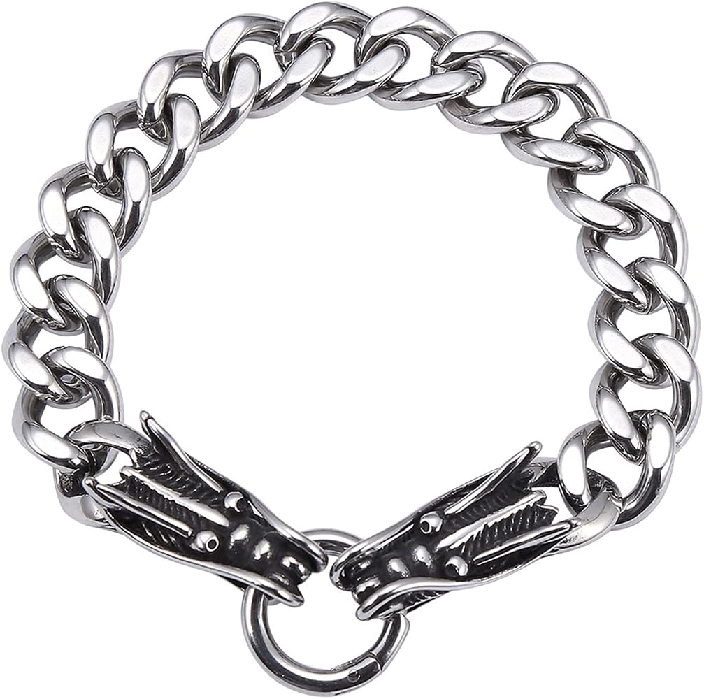 Feifuli Men's Beaded Bracelet - Stainless Steel Adjustable Chain Bracelet With Lobster Clasp, Model RD-JN1293