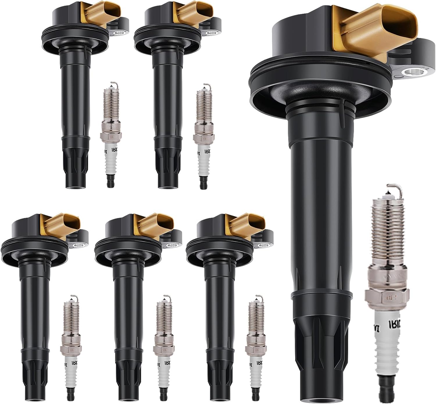 UF646 Ignition Coils Pack and Spark Plugs Set of 6 - Compatible with Ford 3.5L EcoBoost V6 Turbo 2011-2020 | F150 F-150, Expedition, Explorer, Transit, Flex, Taurus, Lincoln Navigator, MKS, MKT