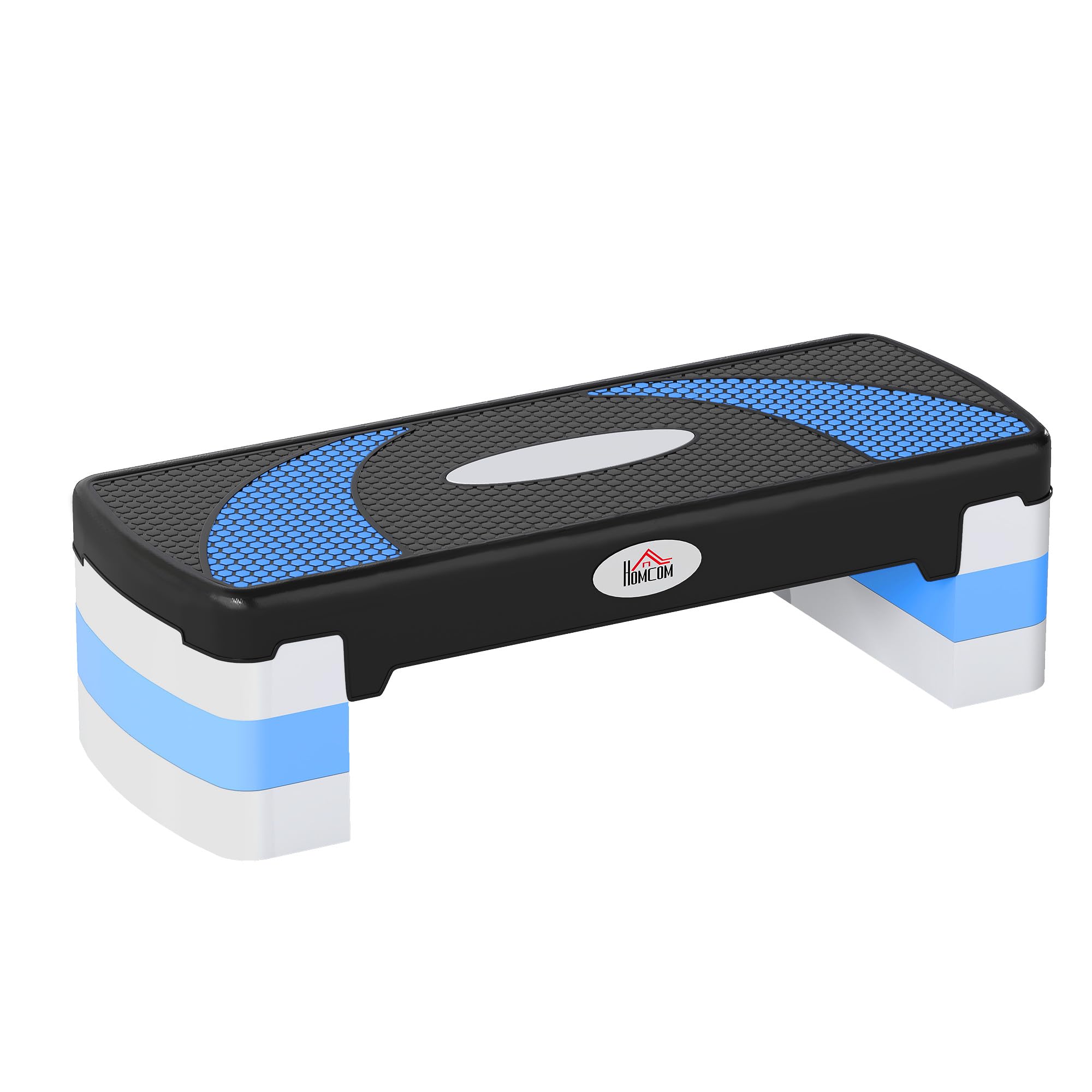 HOMCOM Stepper Fitness Aérobic Hauteur réglable 10/​15/​20 cm Surface antidérapante 80 x 31 x 20 cm Noir Bleu
