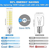 Vista 2 de TAIYALOO Bombilla LED E17 regulable, bombilla de horno microondas de 10 W, blanco cálido 3000 K, bombilla halógena de 100 W de repuesto