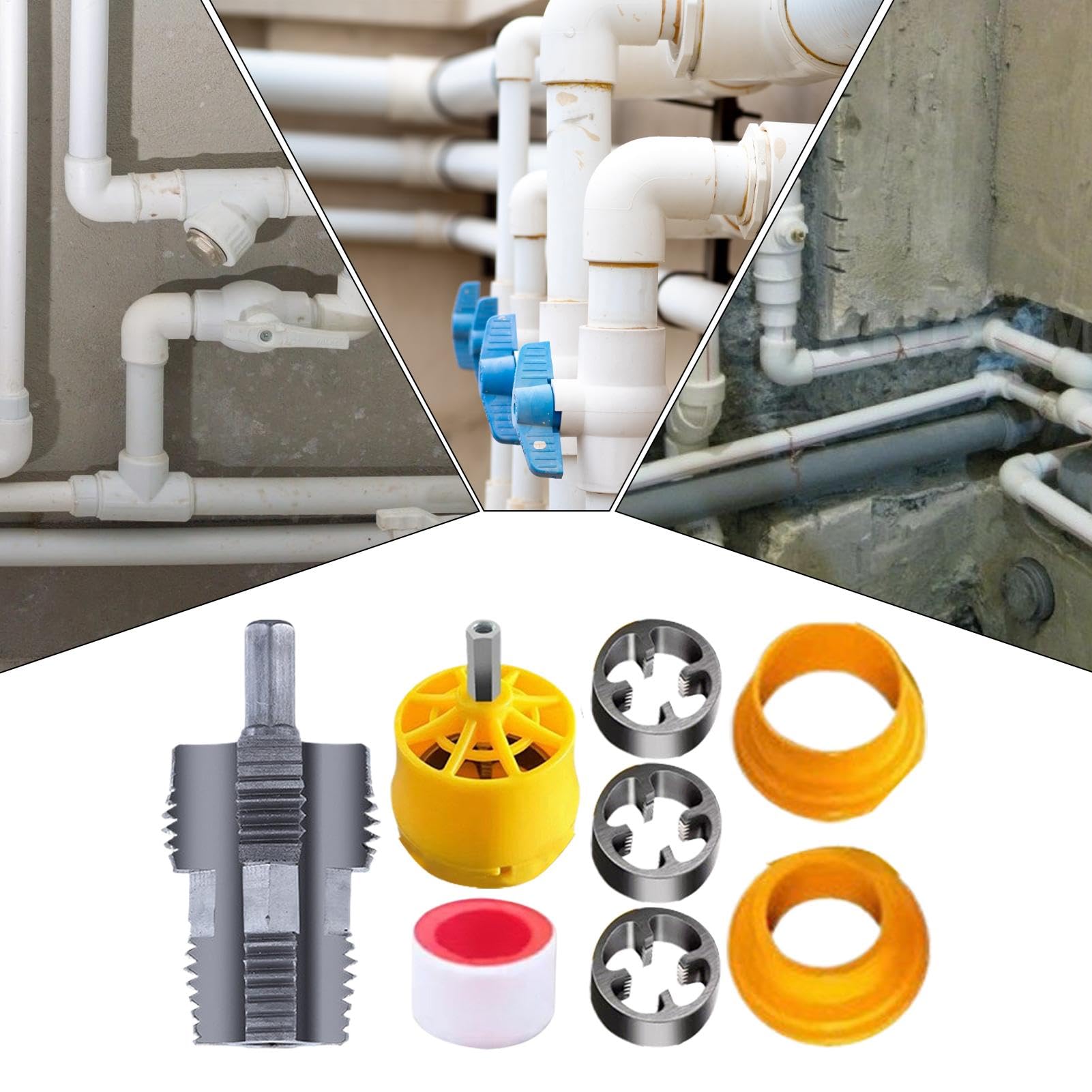 Rohreinfädler-Kit, PVC-Rohreinfädler,Manuelles Wasserrohr-Gewindehahn-Set - Rohrgewindebohrer-Set, wiederverwendbares Rohreinfädler-Sanitärwerkzeug für PPR-Wasserrohre oder PVC-Rohre