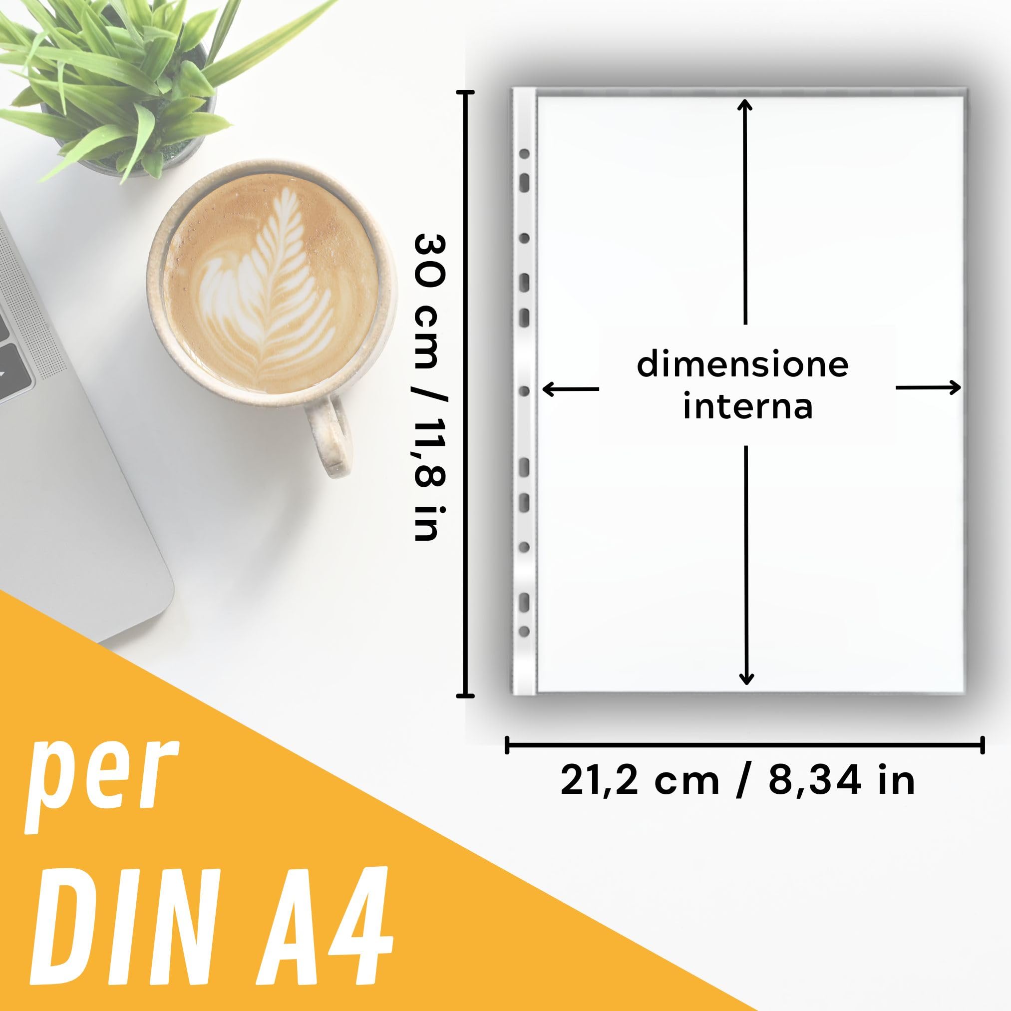 perfect line - 100 buste portadocumenti DIN A4 – extra resistenti, trasparenti, trasparenti – qualità premium per ufficio, scuola, casa – senza acidi