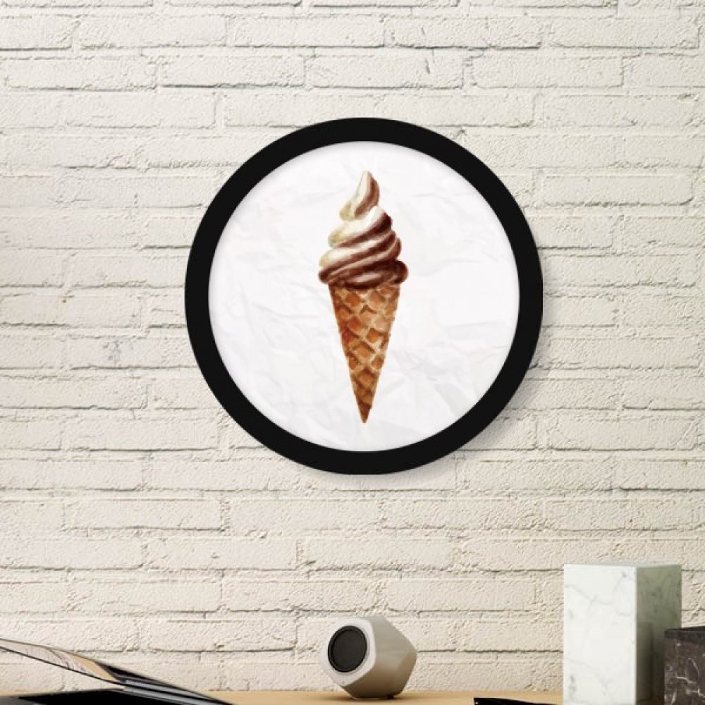 Cadre photo rond en bois noir avec peinture de crème glacée au chocolat de taille S
